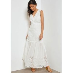 Miss Selfridge Embroidered Maxi Dress White